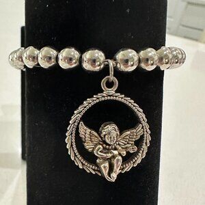 Metallic Cherub with Wings Charm Bracelet